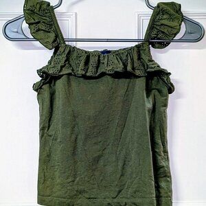 Old Navy Kid's Olive Green Eyelet Ruffle Camisole